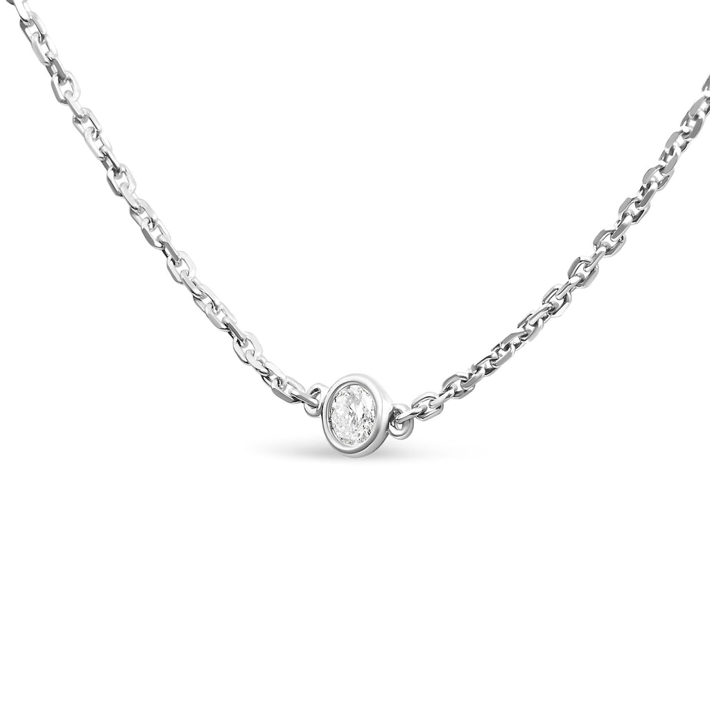 .925 Sterling Silver 1/2 Cttw Bezel Set Lab Grown Diamond 5 Station Necklace  - 18"