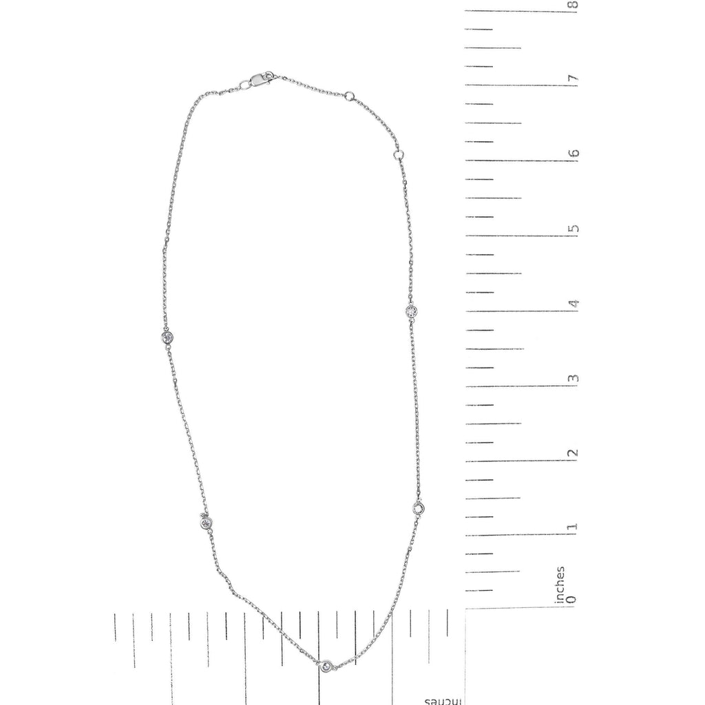 .925 Sterling Silver 1/2 Cttw Bezel Set Lab Grown Diamond 5 Station Necklace  - 18"