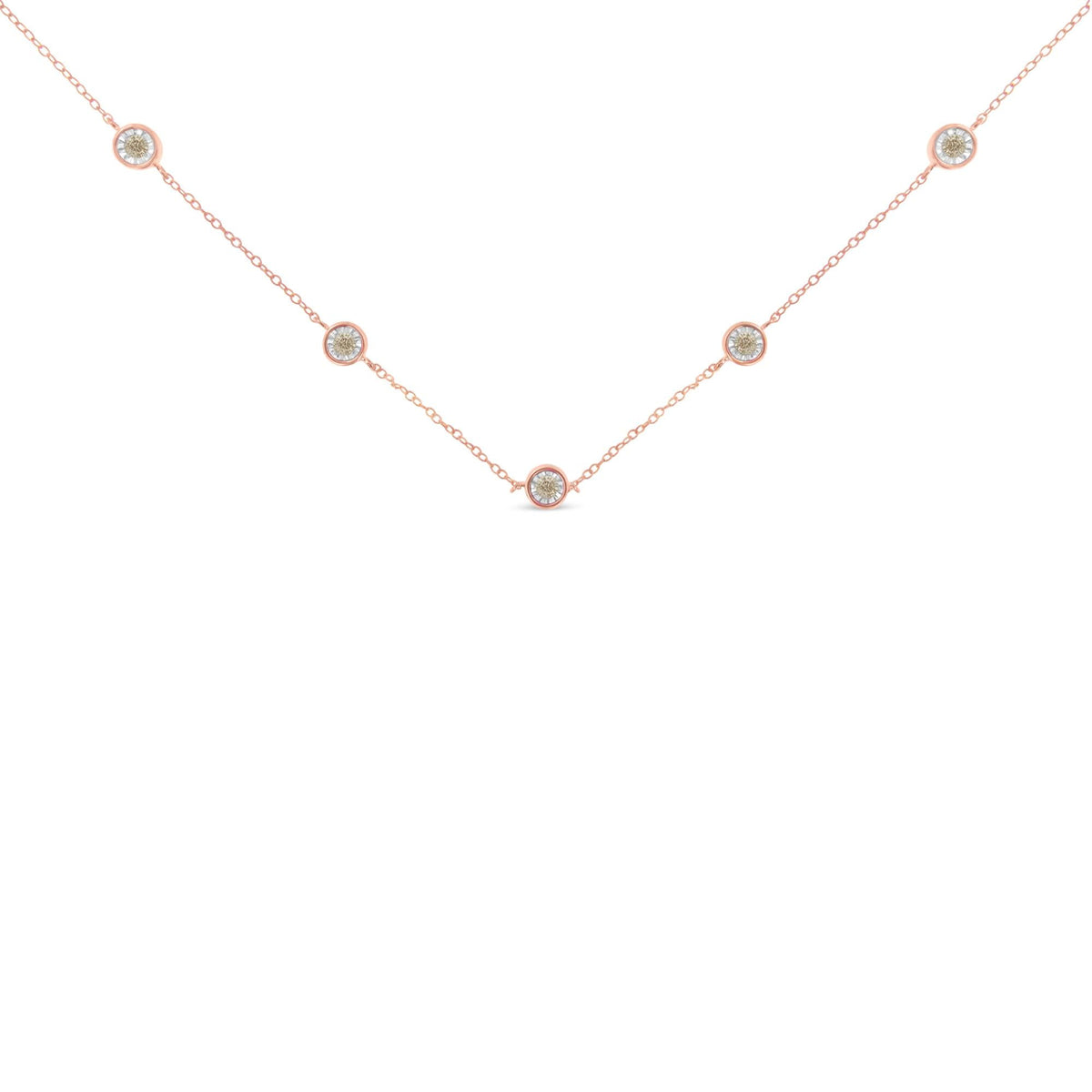 Sterling Silver Diamond Station Necklace (1/2 cttw, K-L Color, I2-I3 Clarity)