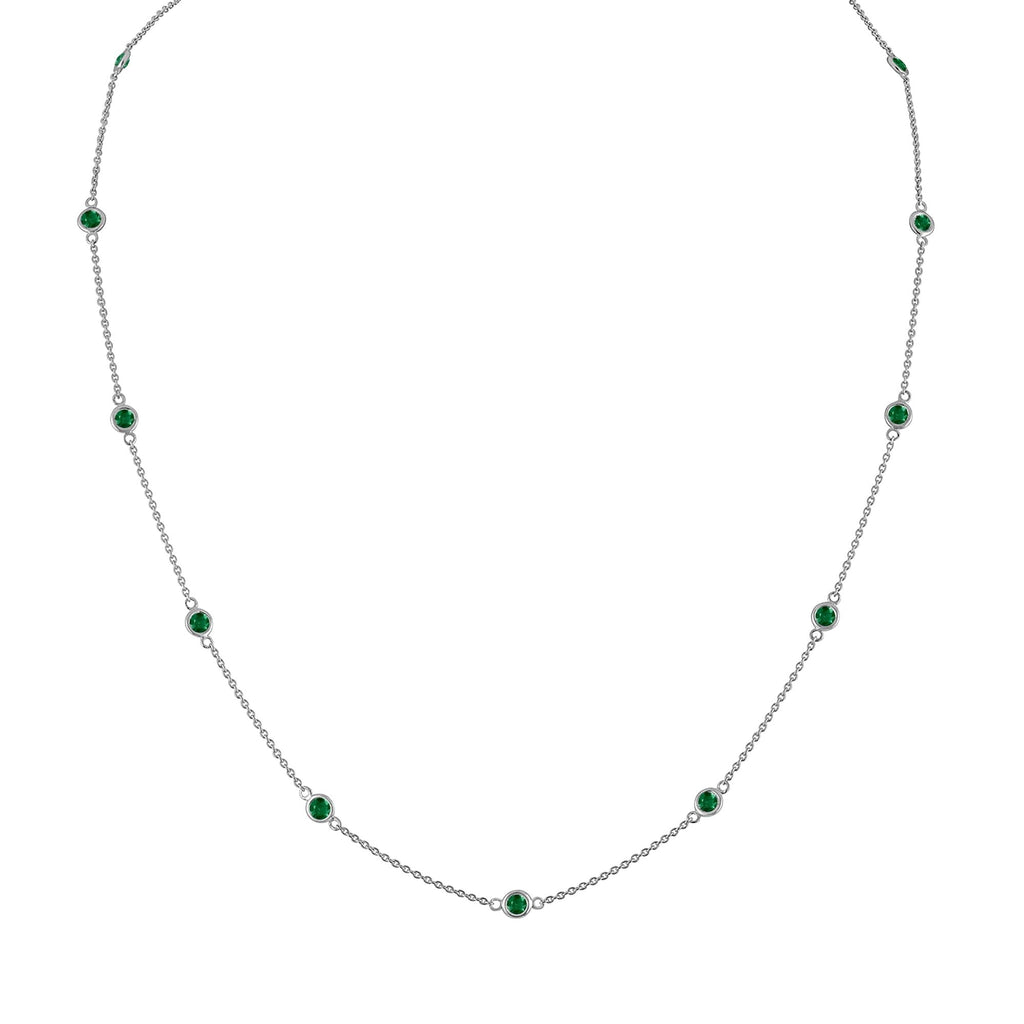 Sterling Silver Green Treated Diamond Station Necklace (1 cttw, Green Color, I1-I2 Clarity)