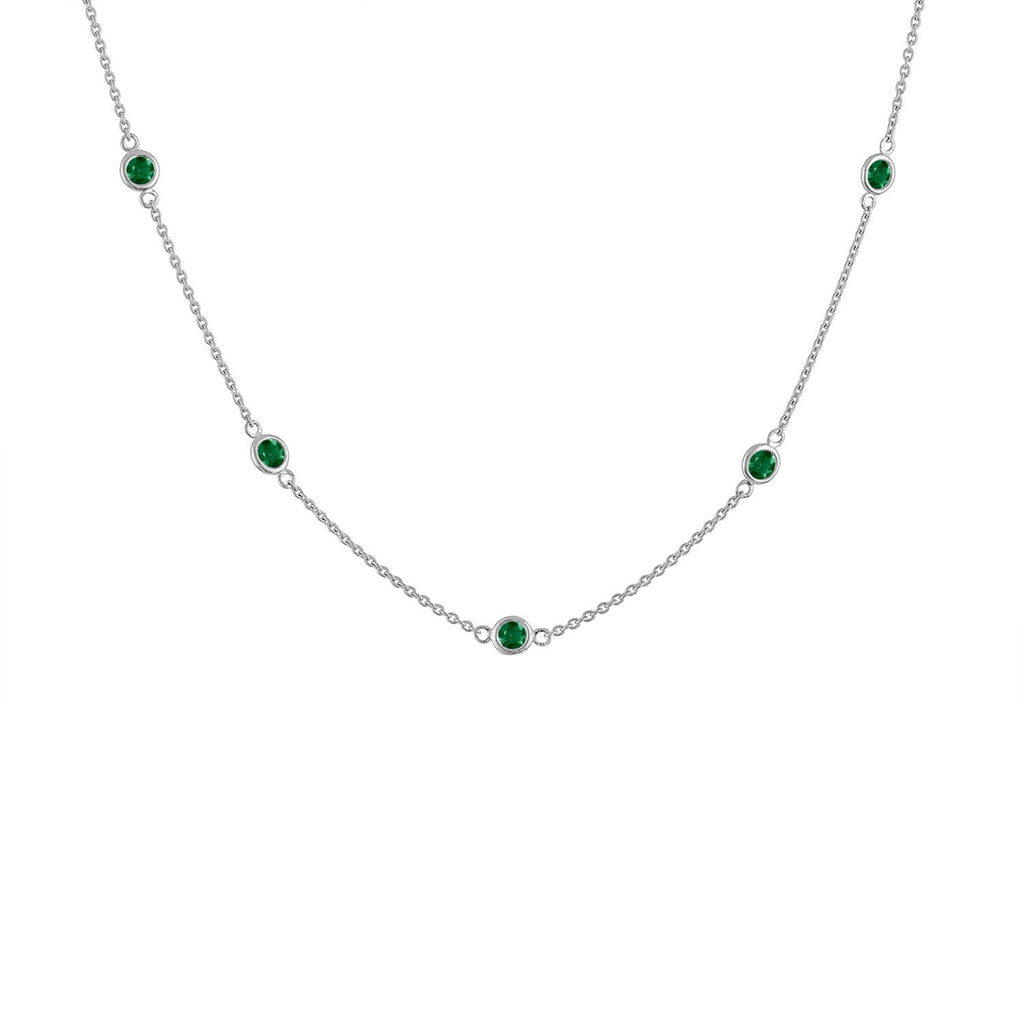 Sterling Silver Green Treated Diamond Station Necklace (1 cttw, Green Color, I1-I2 Clarity)