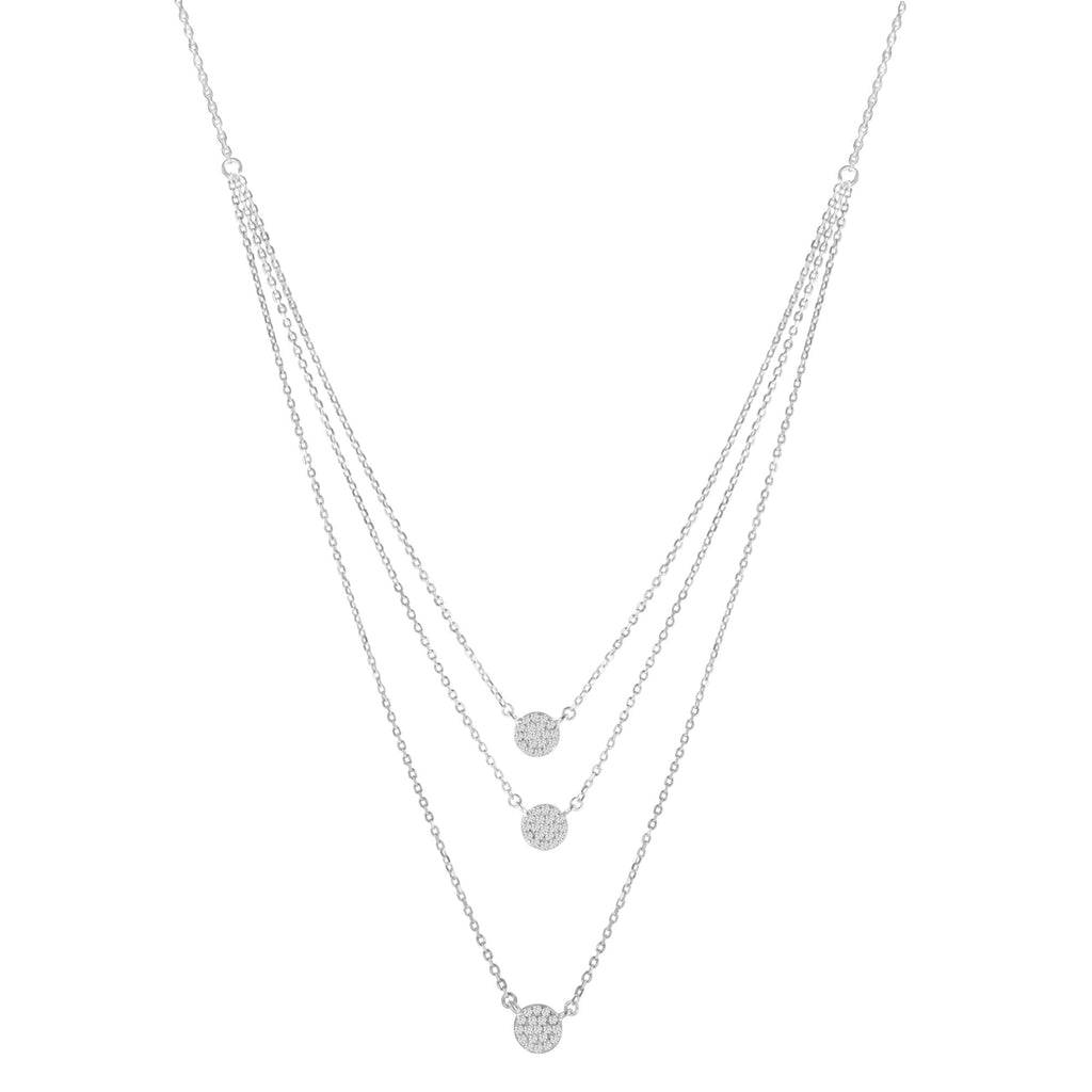 .925 Sterling Silver 1/2 Cttw Round Diamond Medallion Multi-Strand Tri Pendant 18" Necklace (H-I Color, I2-I3 Clarity)