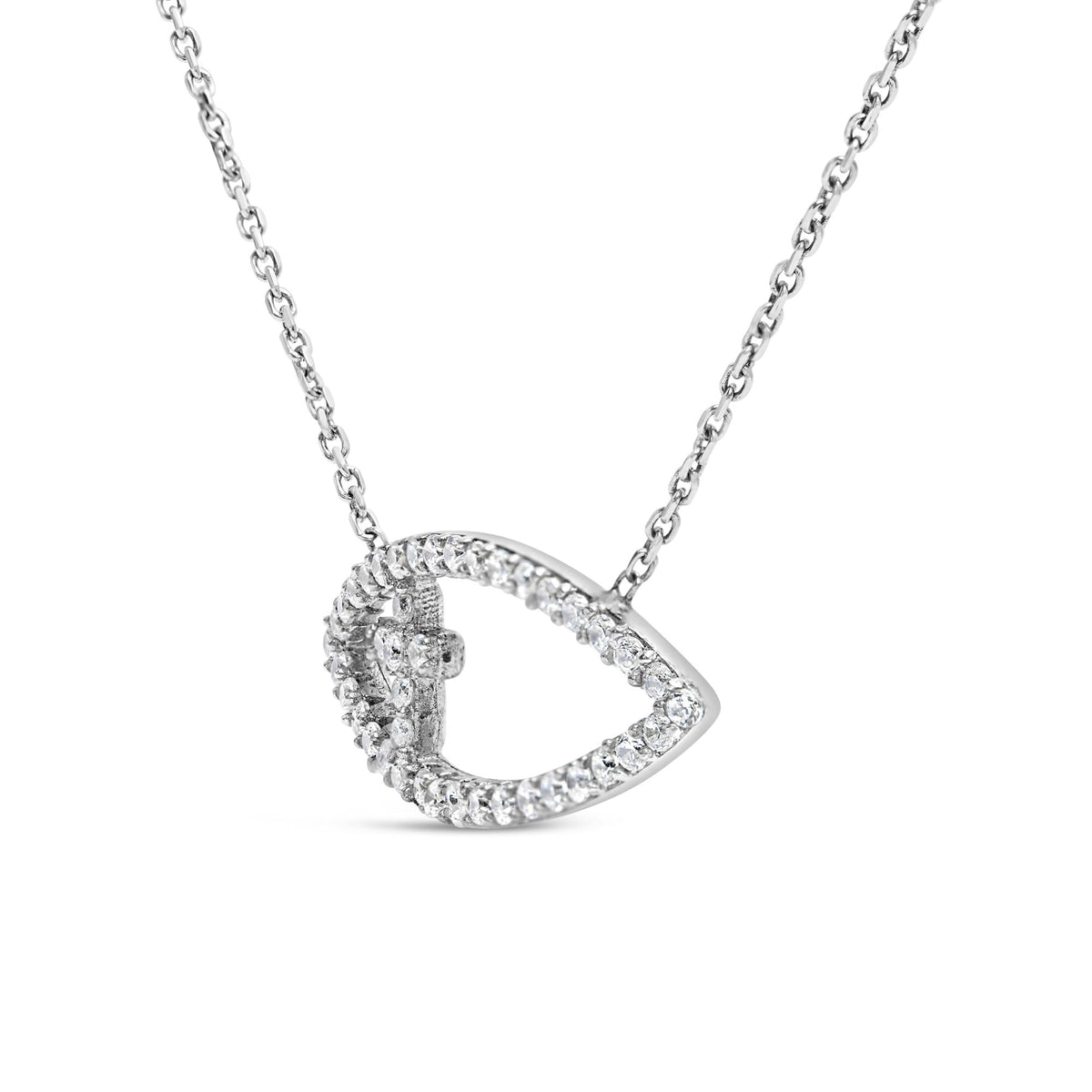 .925 Sterling Silver 1/2 Cttw Diamond Cross and Evil Eye 18" Inch Pendant Necklace (H-I Color, SI1-SI2 Clarity)