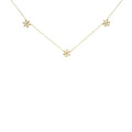 10K Yellow Gold 1/8 Cttw Diamond Floral Station Chain Necklace (I-J Color, I1-I2 Clarity)