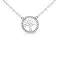 .925 Sterling Silver 1/6 Cttw Diamond Tree of Life and Circle 18" Pendant Necklace (H-I Color, I1-I2 Clarity)