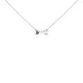 .925 Sterling Silver Treated Blue Diamond Accent Dog Bone Charm 18" Pendant Necklace (Blue Color, I2-I3 Clarity)