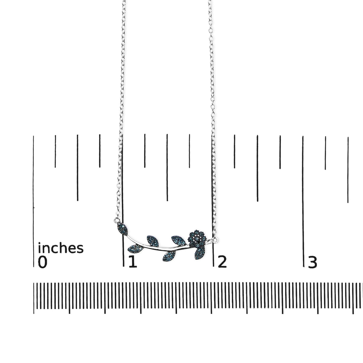 .925 Sterling Silver 1/5 Cttw Blue Diamond Leaf and Branch Pendant Necklace (H-I Color, SI1-SI2 Clarity) -18"