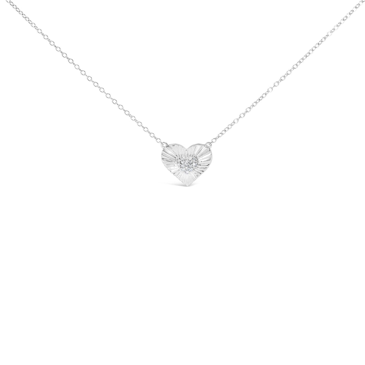 .925 Sterling Silver 1/10 Cttw Diamond Cluster Heart 18" Pendant Necklace (I-J Color, I3 Clarity)