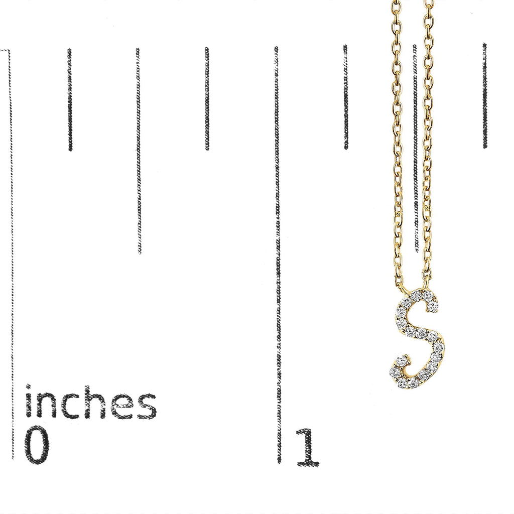 10K Yellow Gold Diamond Accent  A-Z Initial Script Style Pendant Necklace
