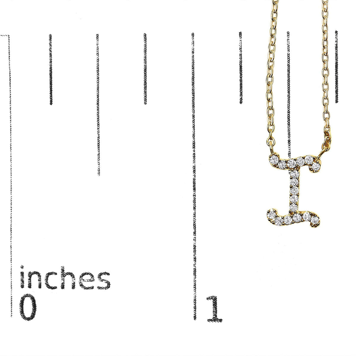 10K Yellow Gold Diamond Accent  A-Z Initial Script Style Pendant Necklace