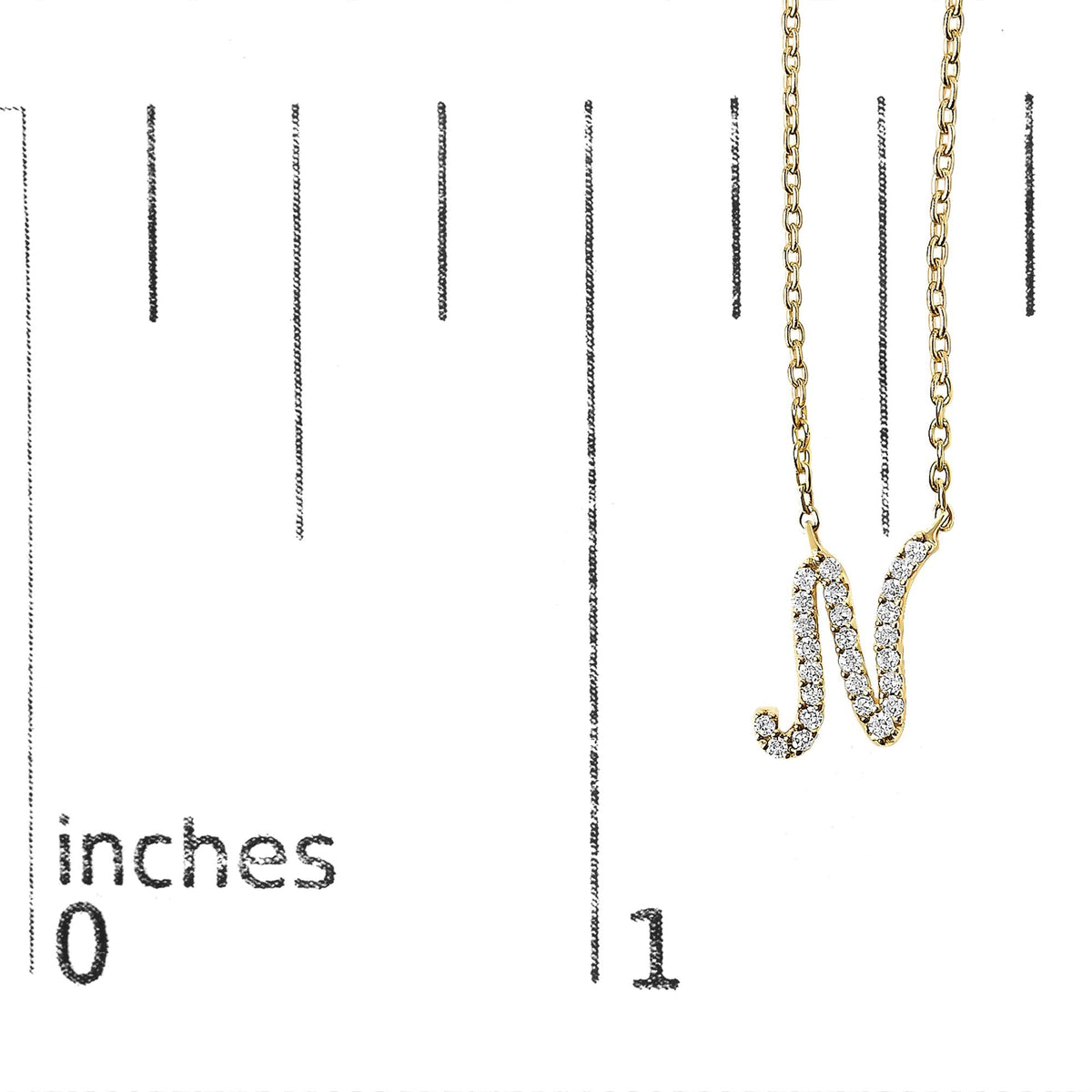 10K Yellow Gold Diamond Accent  A-Z Initial Script Style Pendant Necklace