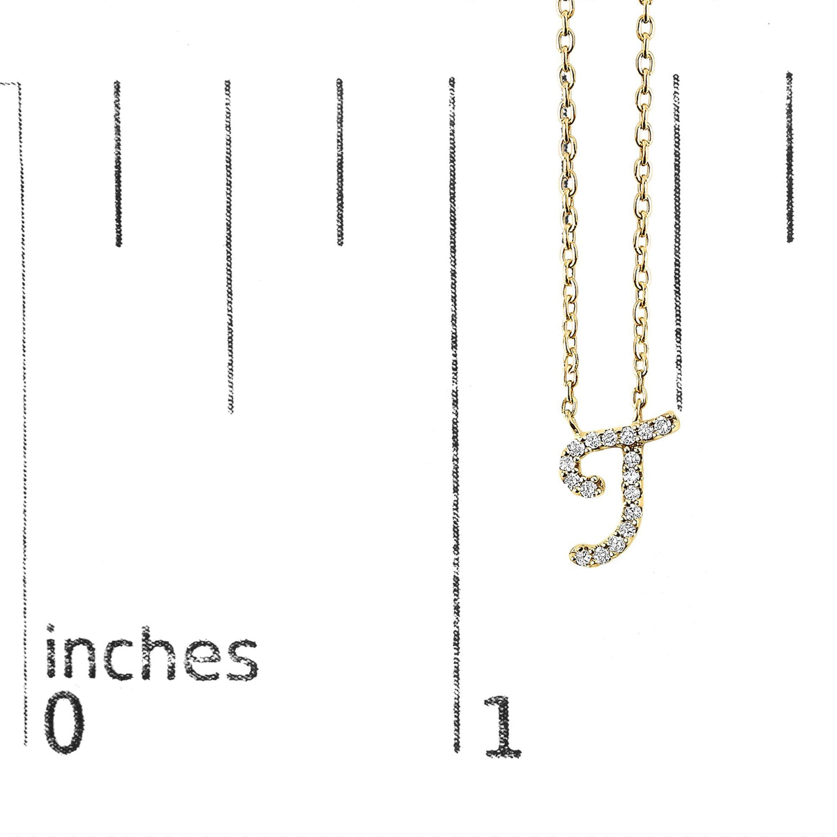 10K Yellow Gold Diamond Accent  A-Z Initial Script Style Pendant Necklace