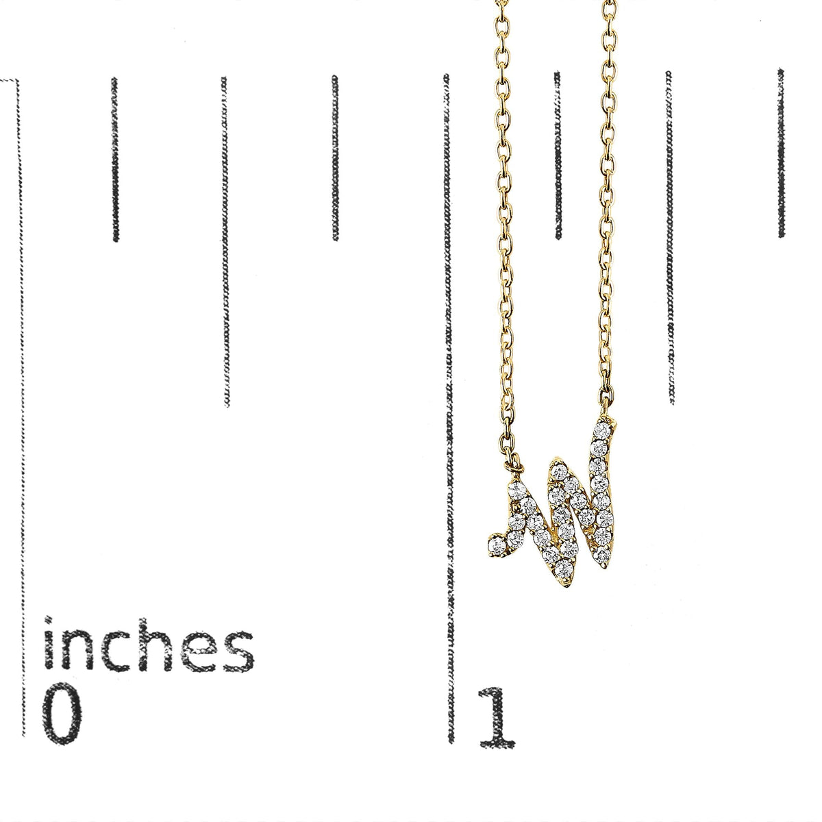 10K Yellow Gold Diamond Accent  A-Z Initial Script Style Pendant Necklace