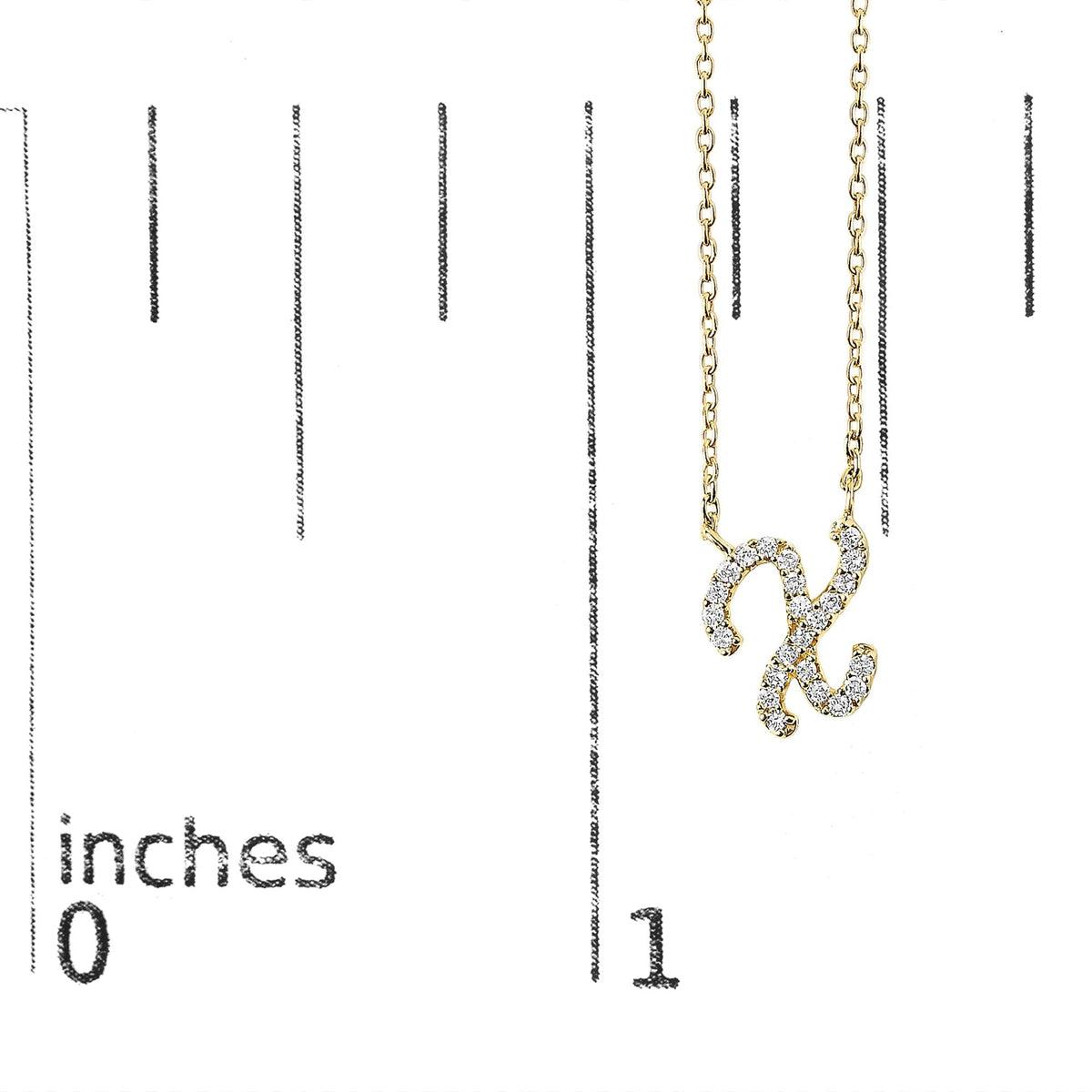 10K Yellow Gold Diamond Accent  A-Z Initial Script Style Pendant Necklace