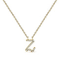 10K Yellow Gold Diamond Accent  A-Z Initial Script Style Pendant Necklace