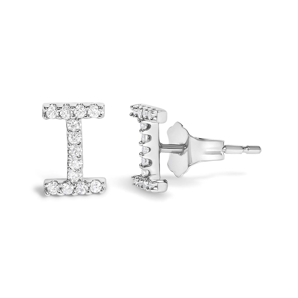 10K White Gold 1/10 Cttw Diamond Initial “A” to "Z" Stud Earring