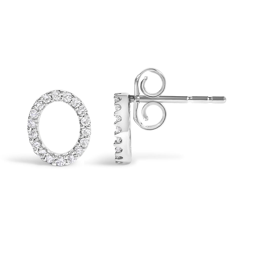 10K White Gold 1/10 Cttw Diamond Initial “A” to "Z" Stud Earring
