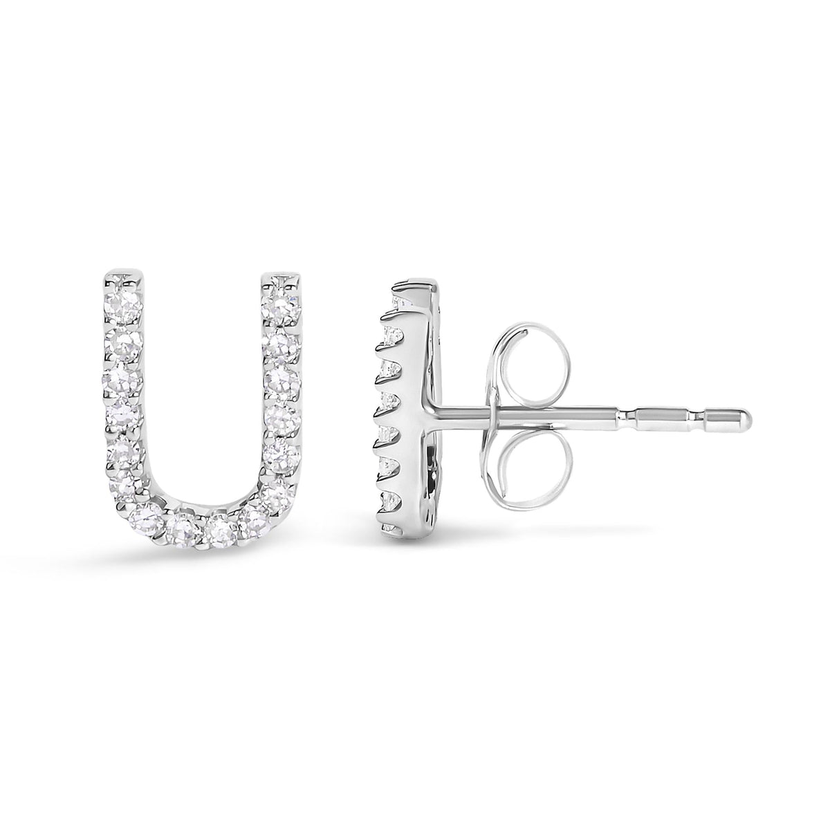 10K White Gold 1/10 Cttw Diamond Initial “A” to "Z" Stud Earring