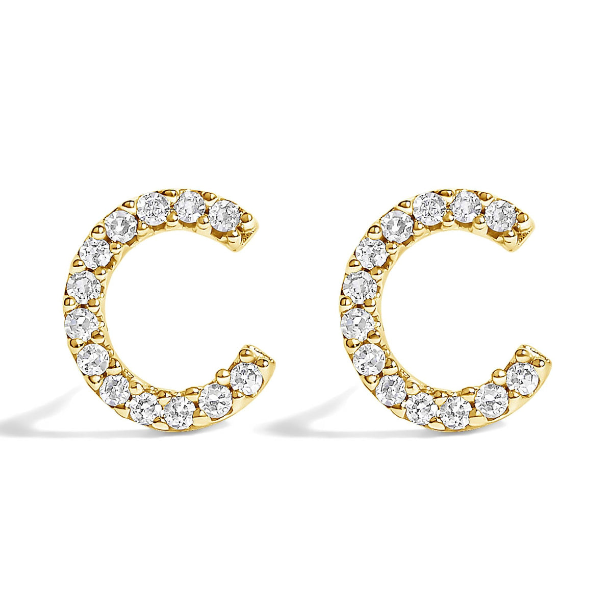 10K Yellow Gold 1/10 Cttw Diamond Initial “A” to "Z" Stud Earring