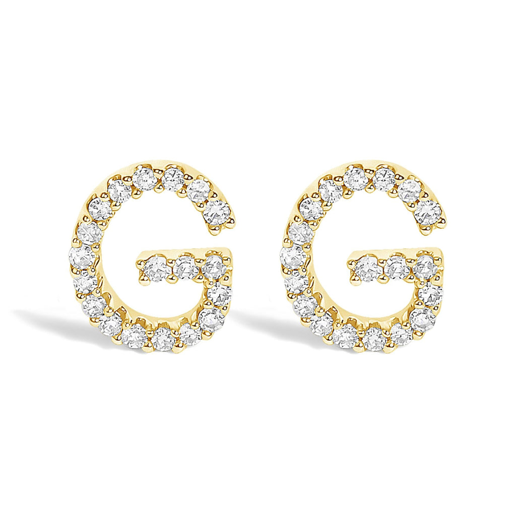 10K Yellow Gold 1/10 Cttw Diamond Initial “A” to "Z" Stud Earring