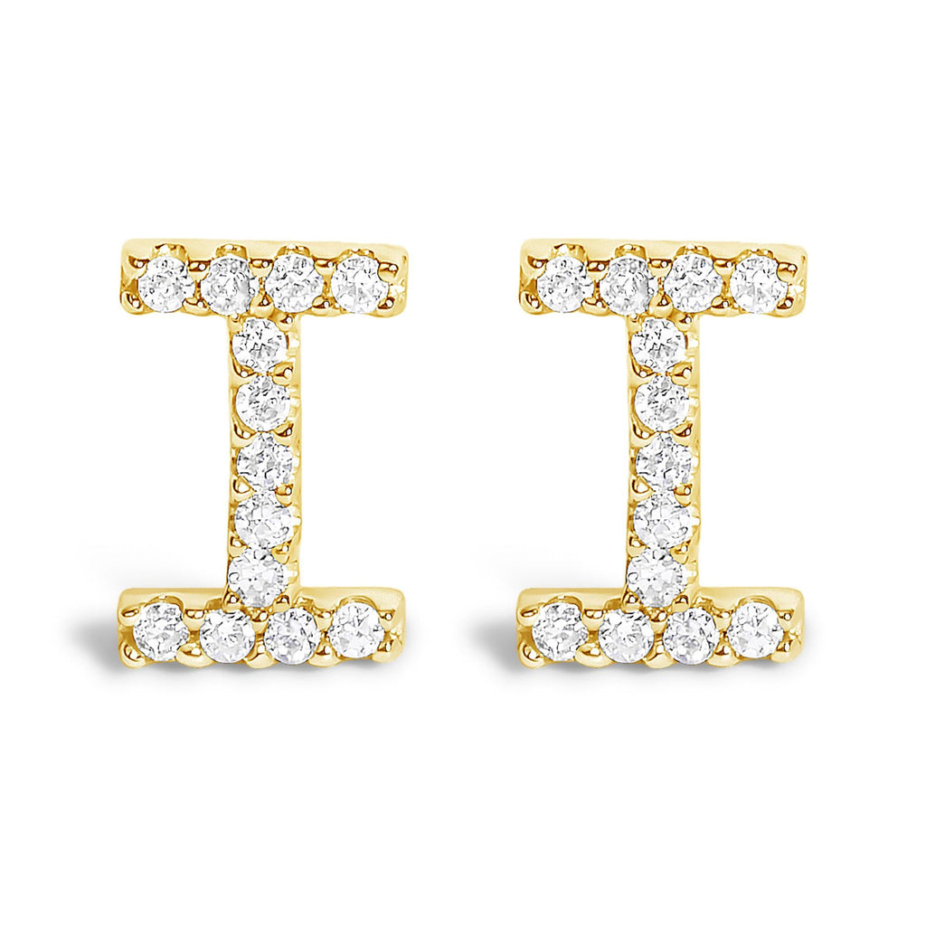 10K Yellow Gold 1/10 Cttw Diamond Initial “A” to "Z" Stud Earring