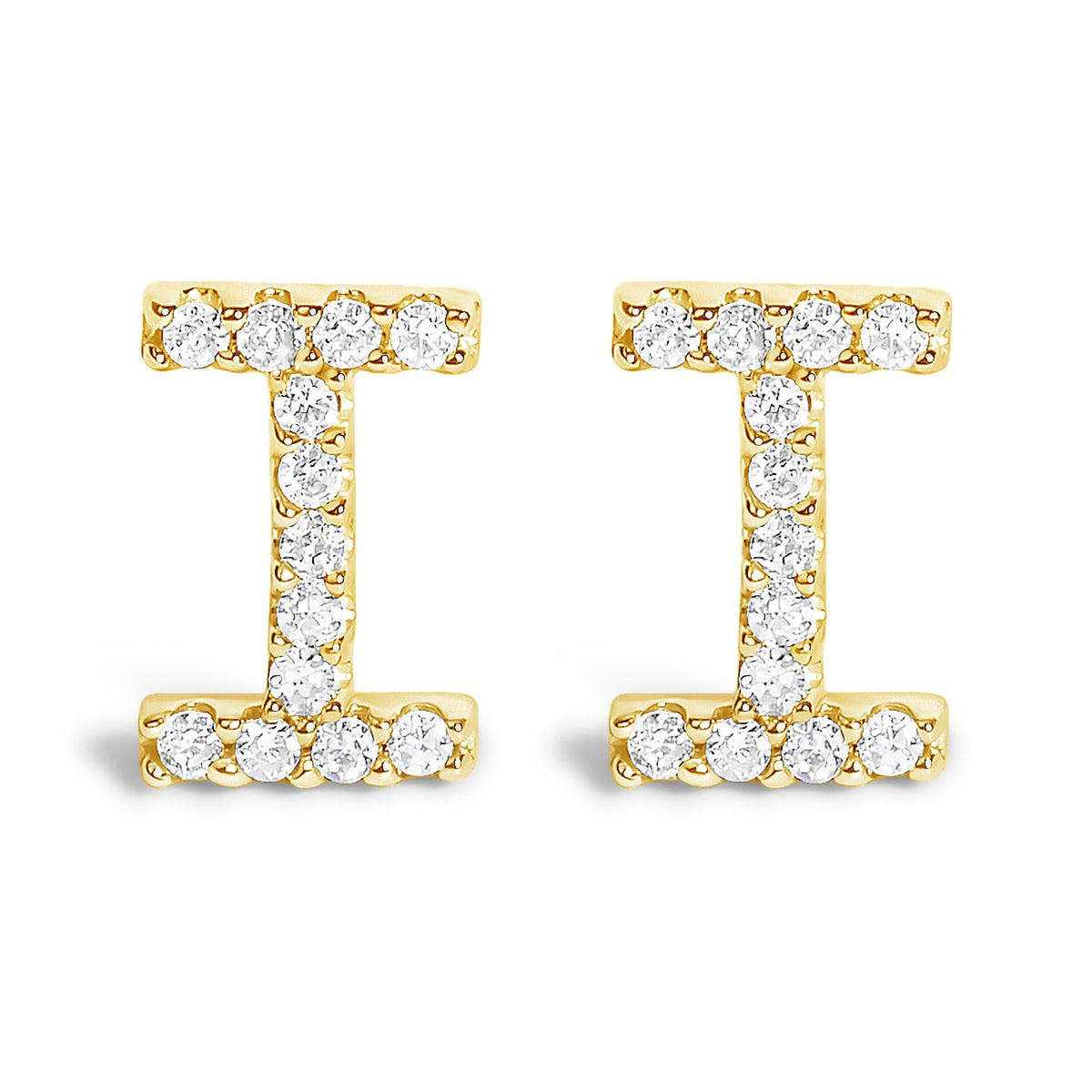 10K Yellow Gold 1/10 Cttw Diamond Initial “A” to "Z" Stud Earring