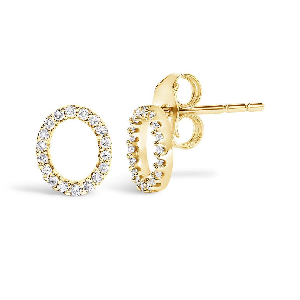 10K Yellow Gold 1/10 Cttw Diamond Initial “A” to "Z" Stud Earring