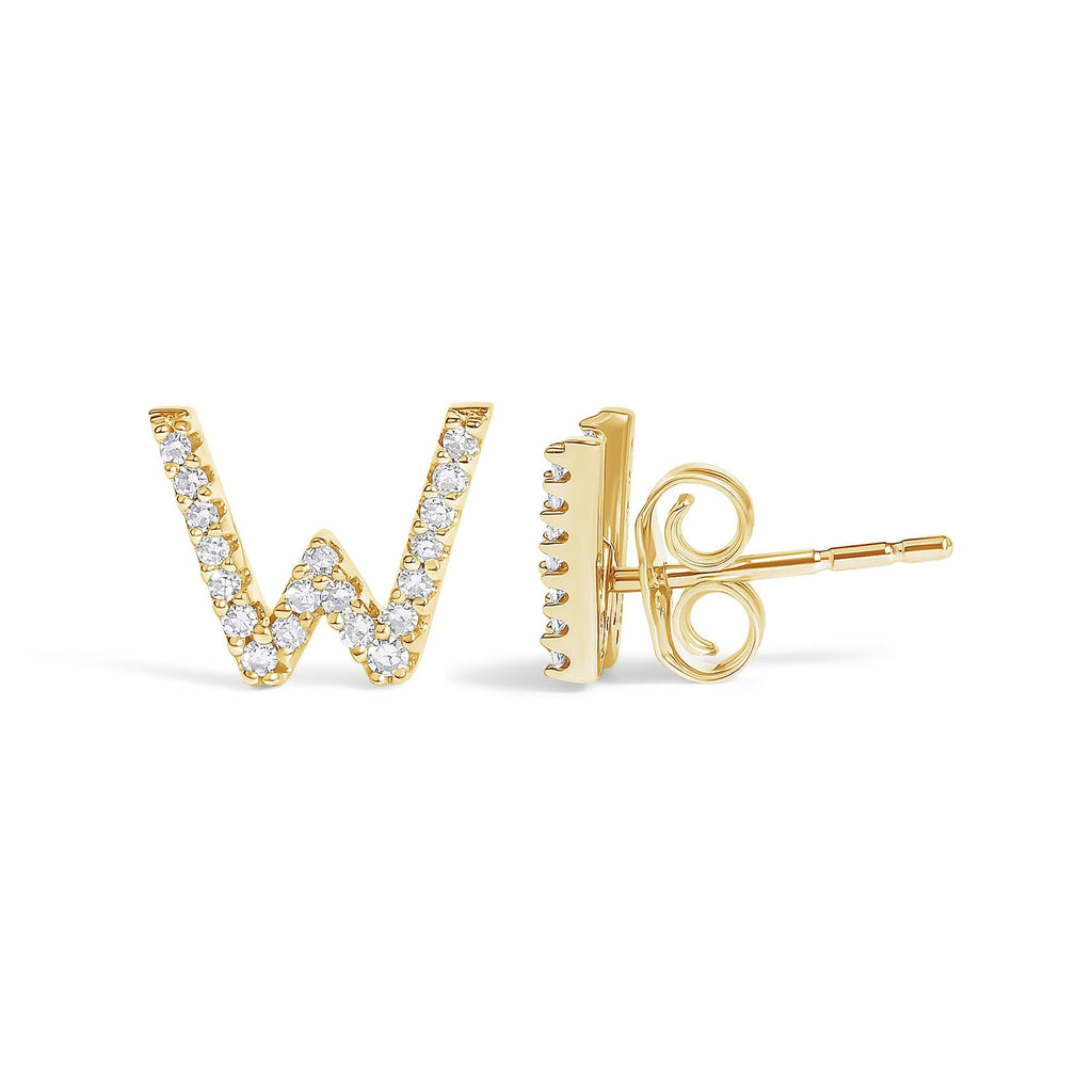 10K Yellow Gold 1/10 Cttw Diamond Initial “A” to "Z" Stud Earring