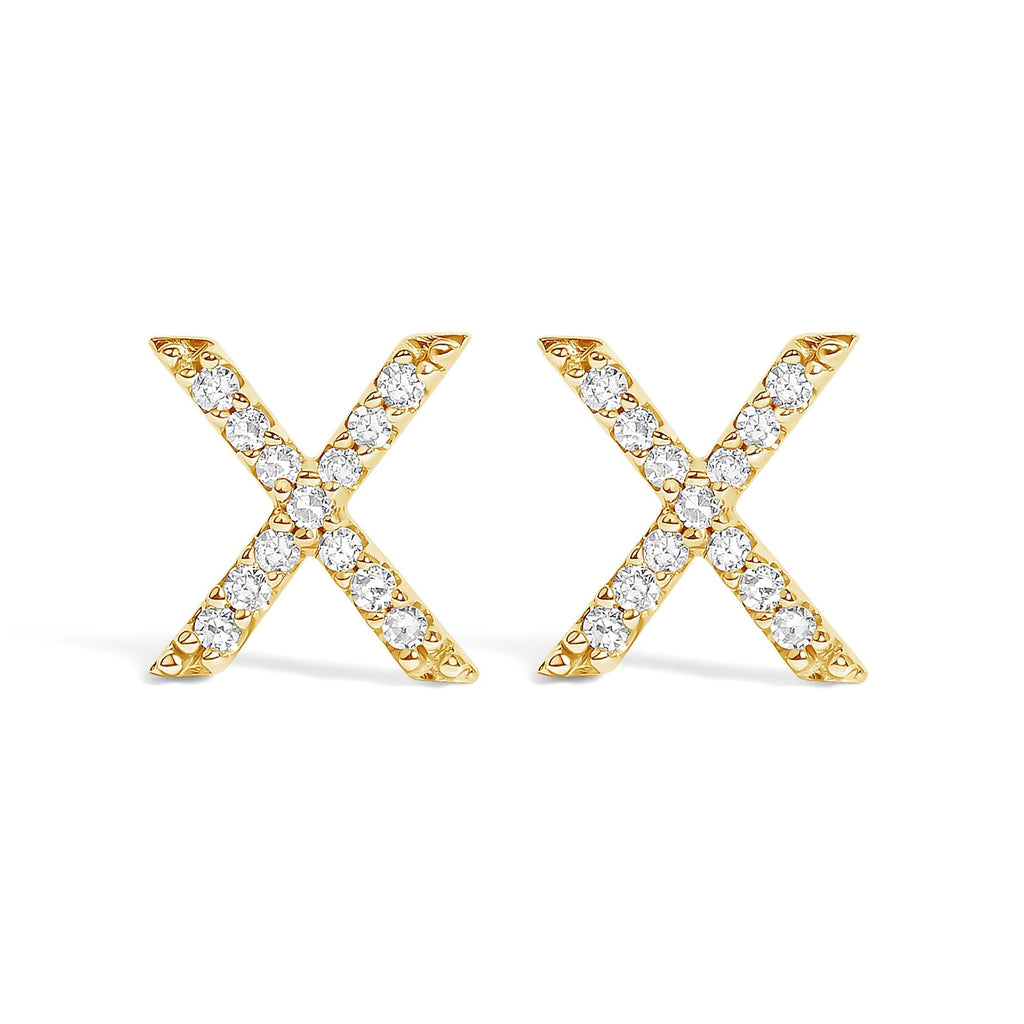 10K Yellow Gold 1/10 Cttw Diamond Initial “A” to "Z" Stud Earring