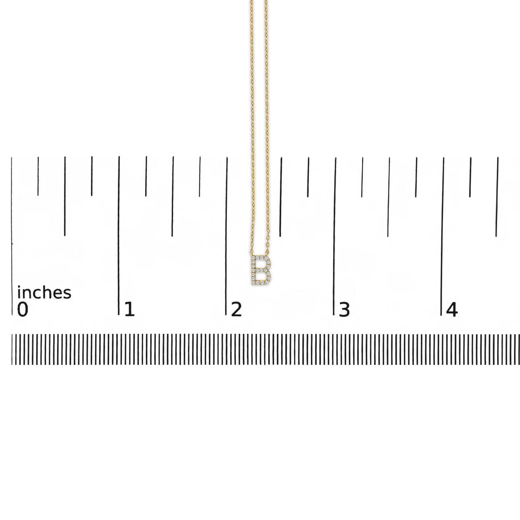10K Yellow Gold Diamond Accent "A-Z" Block Initial Pendant Necklace