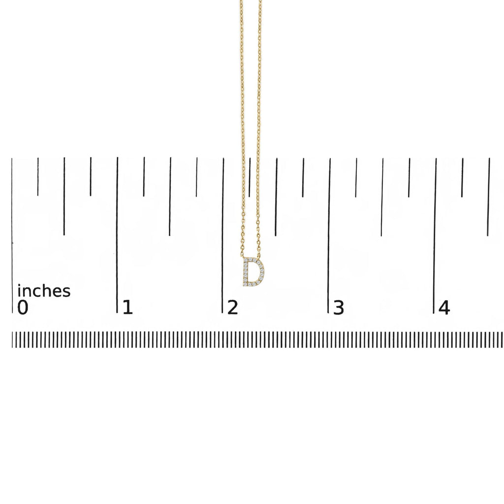 10K Yellow Gold Diamond Accent "A-Z" Block Initial Pendant Necklace