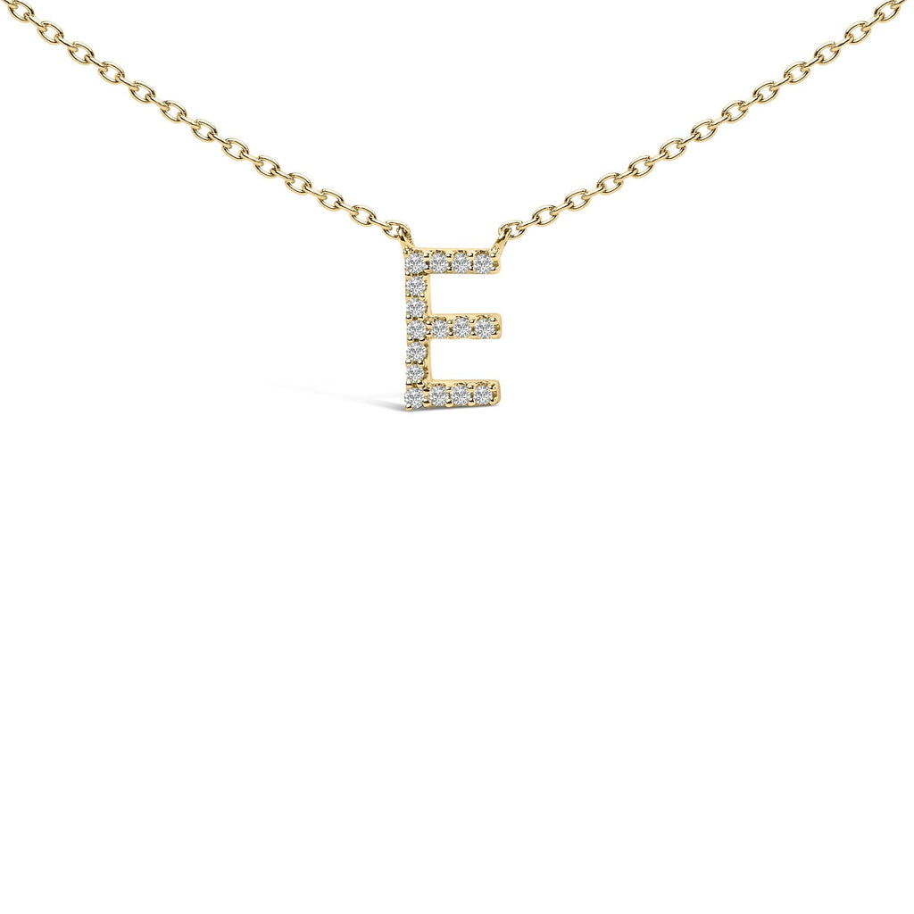 10K Yellow Gold Diamond Accent "A-Z" Block Initial Pendant Necklace