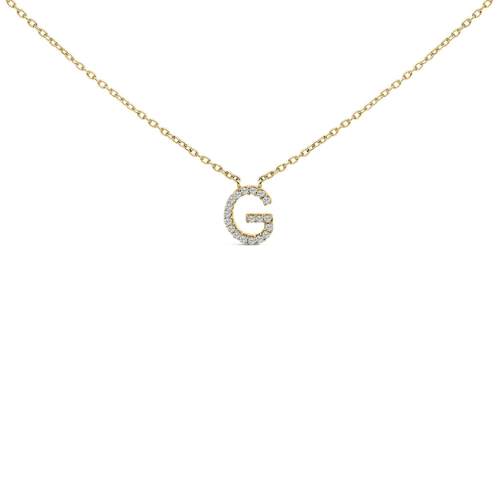 10K Yellow Gold Diamond Accent "A-Z" Block Initial Pendant Necklace
