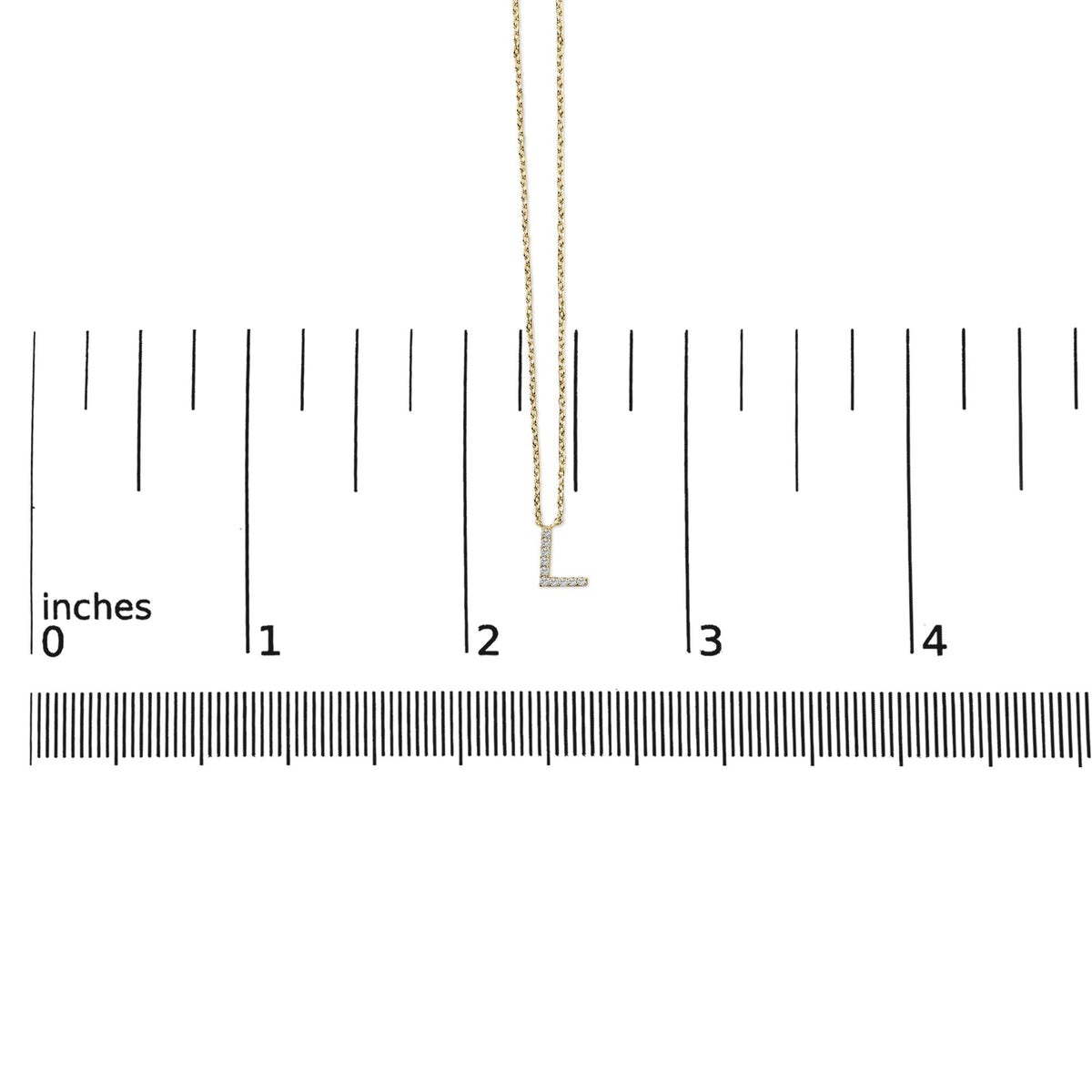 10K Yellow Gold Diamond Accent "A-Z" Block Initial Pendant Necklace