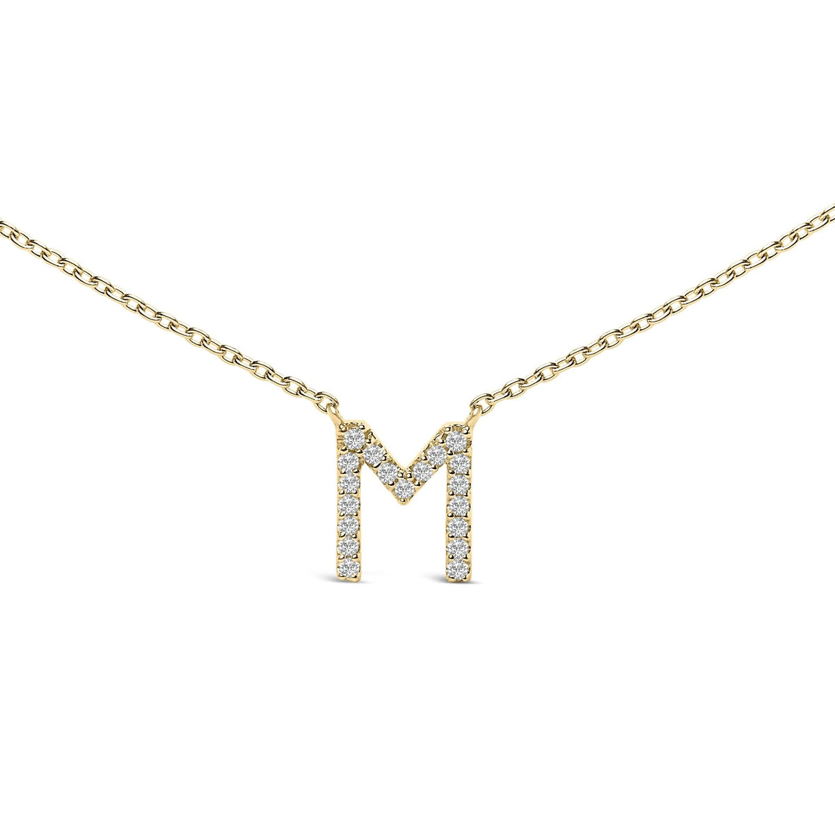 10K Yellow Gold Diamond Accent "A-Z" Block Initial Pendant Necklace