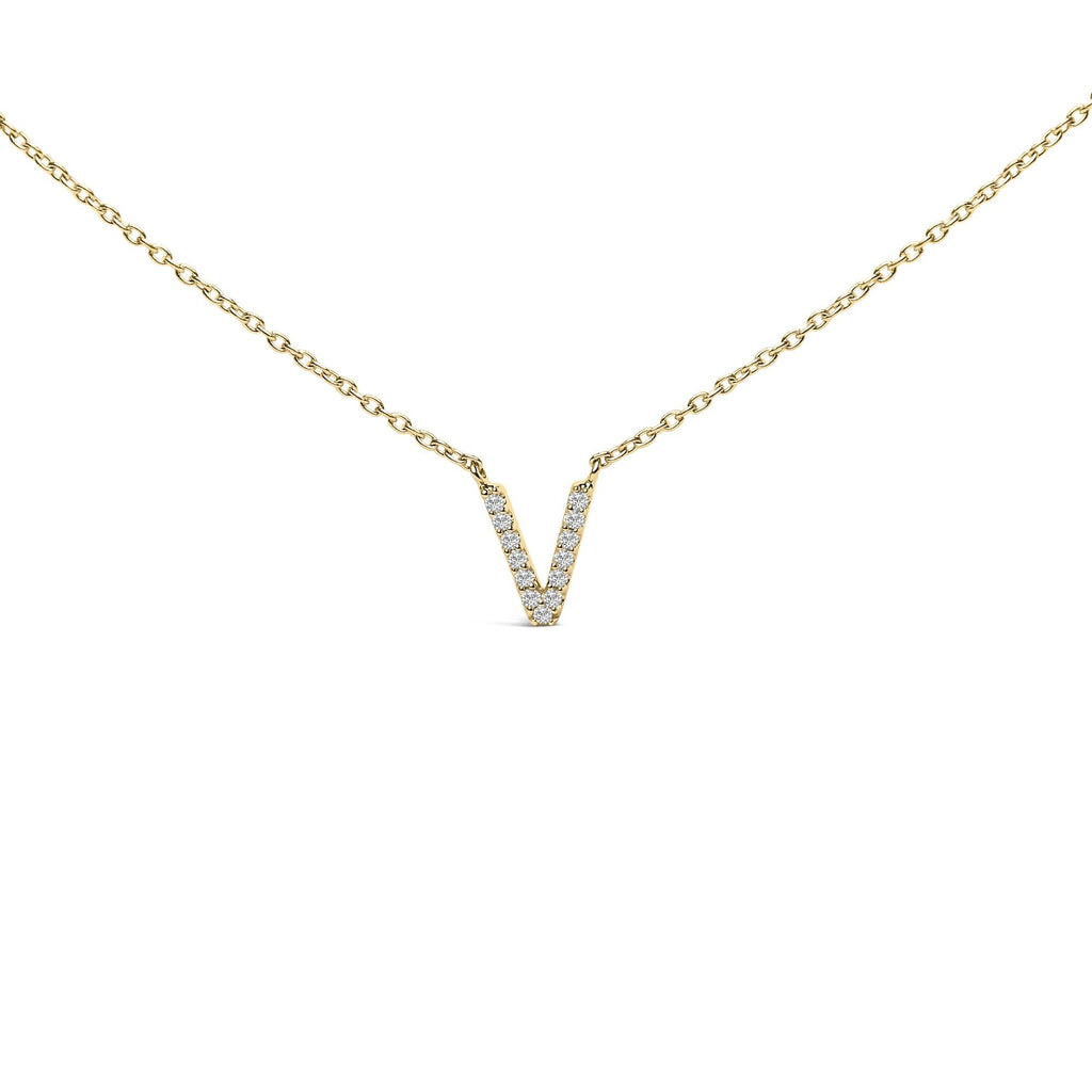 10K Yellow Gold Diamond Accent "A-Z" Block Initial Pendant Necklace
