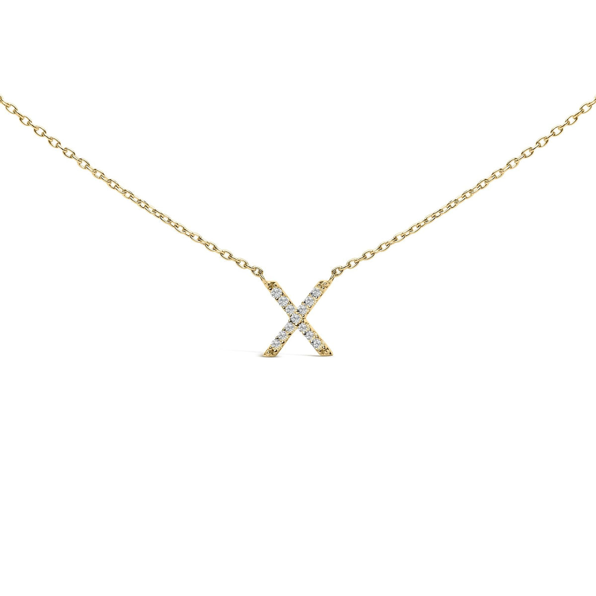 10K Yellow Gold Diamond Accent "A-Z" Block Initial Pendant Necklace