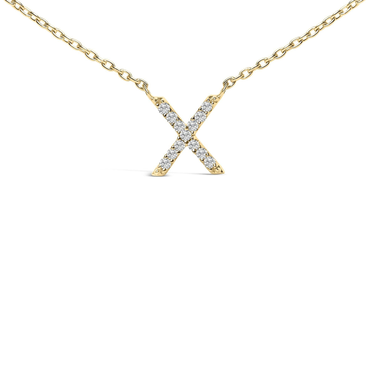 10K Yellow Gold Diamond Accent "A-Z" Block Initial Pendant Necklace