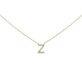 10K Yellow Gold Diamond Accent "A-Z" Block Initial Pendant Necklace