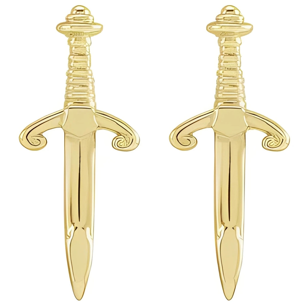 14K Yellow Gold Dagger Earrings