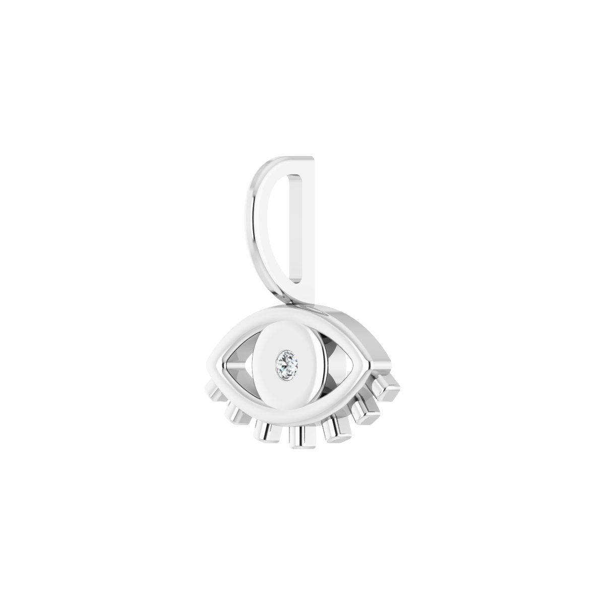 Sterling Silver .02 CT Natural Diamond Evil Eye Charm/Pendant