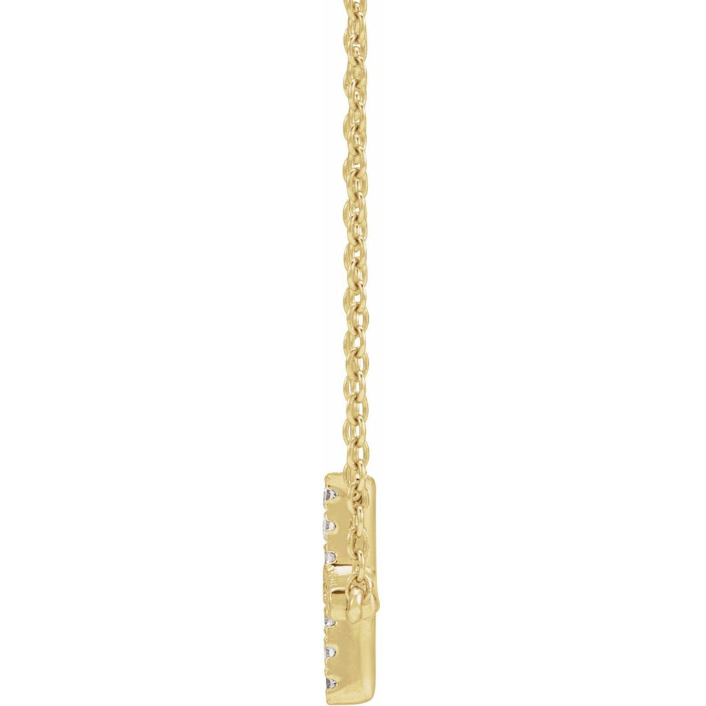 14K Yellow Gold Vermeil 1/6 CTW Lab Grown Diamond Sideways Cross 16-18" Necklace