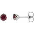 14K White Gold 3 mm Natural Rhodolite Garnet Earrings
