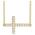 14K Yellow Gold Vermeil 1/6 CTW Lab Grown Diamond Sideways Cross 16-18" Necklace