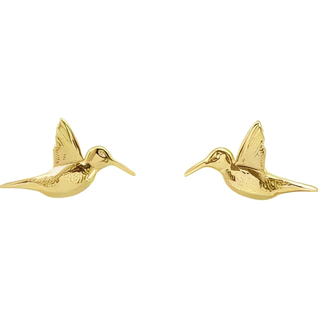 14K Yellow Gold Hummingbird Earrings