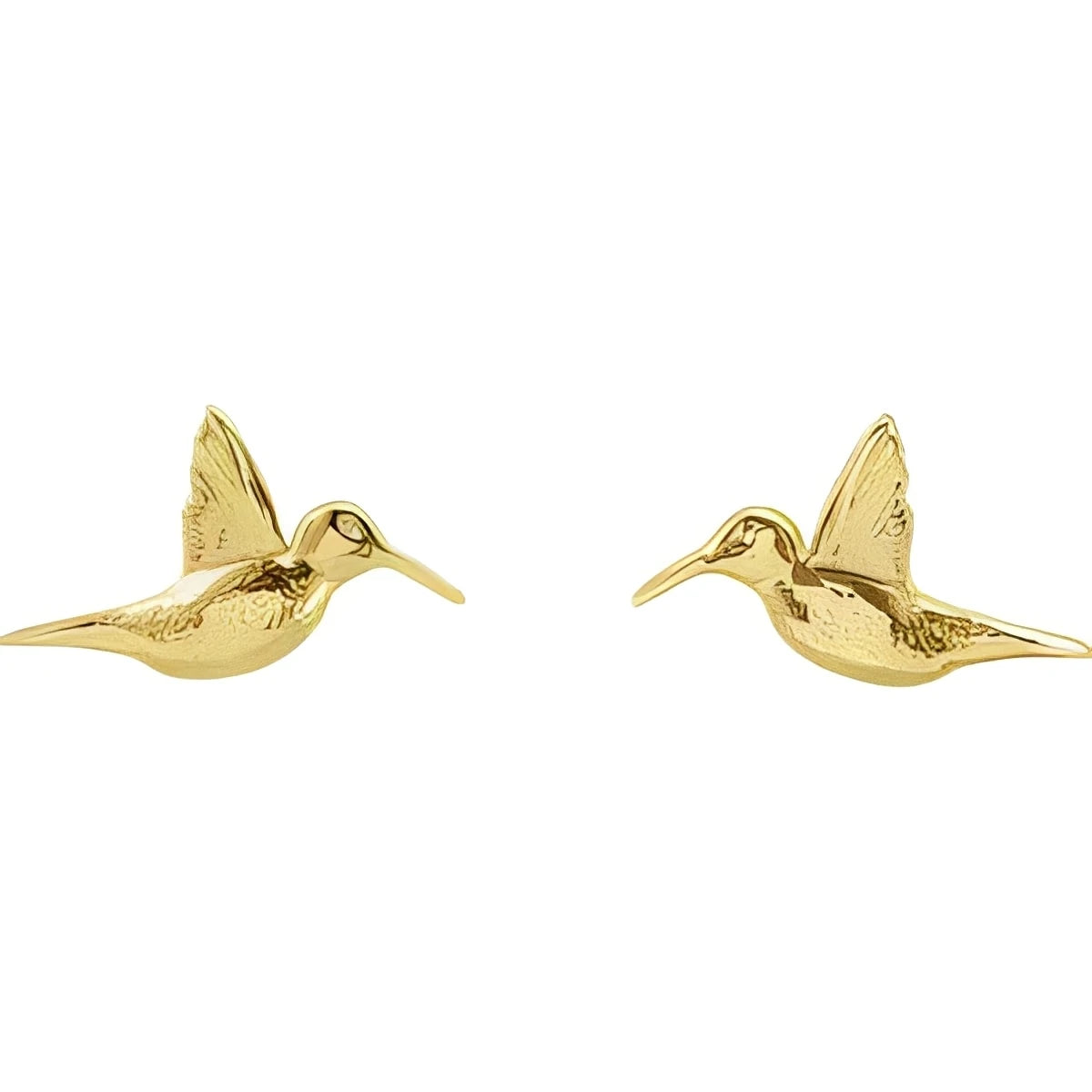 14K Yellow Gold Hummingbird Earrings