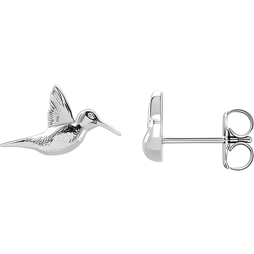 14K Yellow Gold Hummingbird Earrings