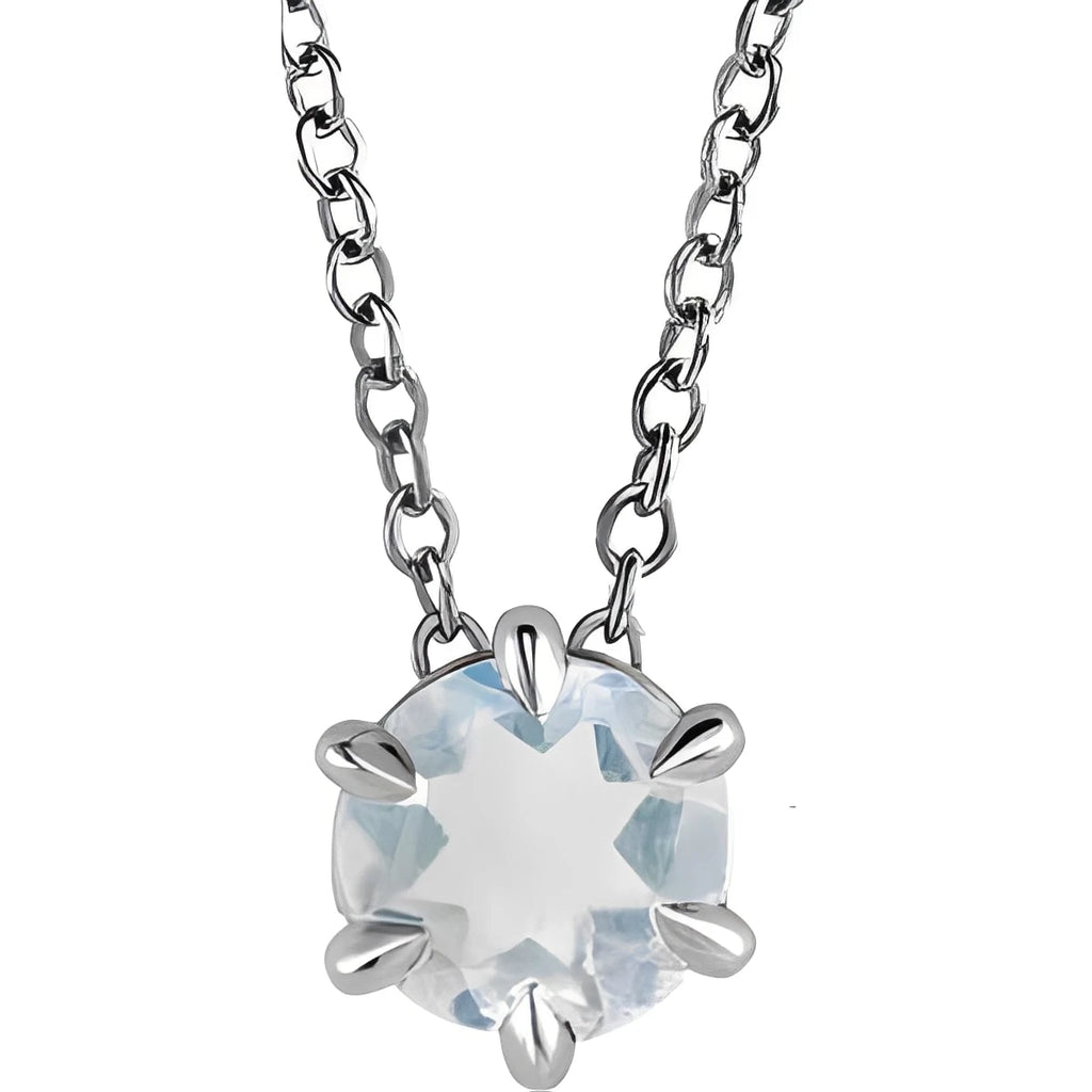 Sterling Silver 4 mm Natural Blue Moonstone Solitaire 16-18" Necklace