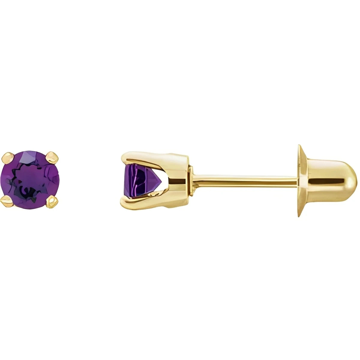 14K Yellow Gold Natural Amethyst Earrings