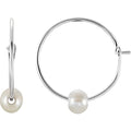 14K White Gold Cultured White Freshwater Pearl Youth Huggie Earrings